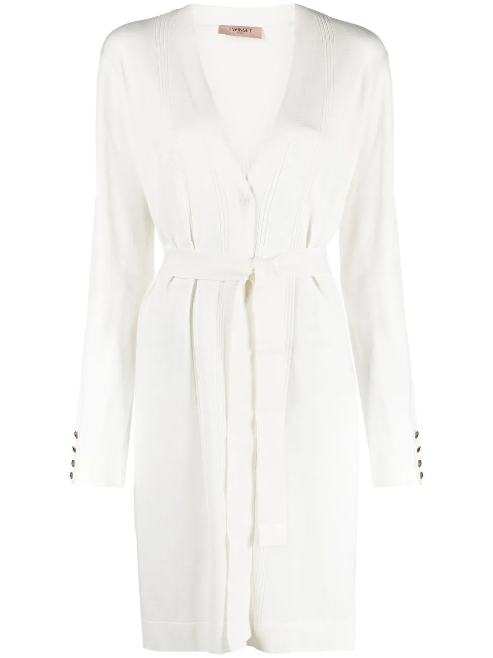 

TWINSET cárdigan a rayas con cinturón - Blanco