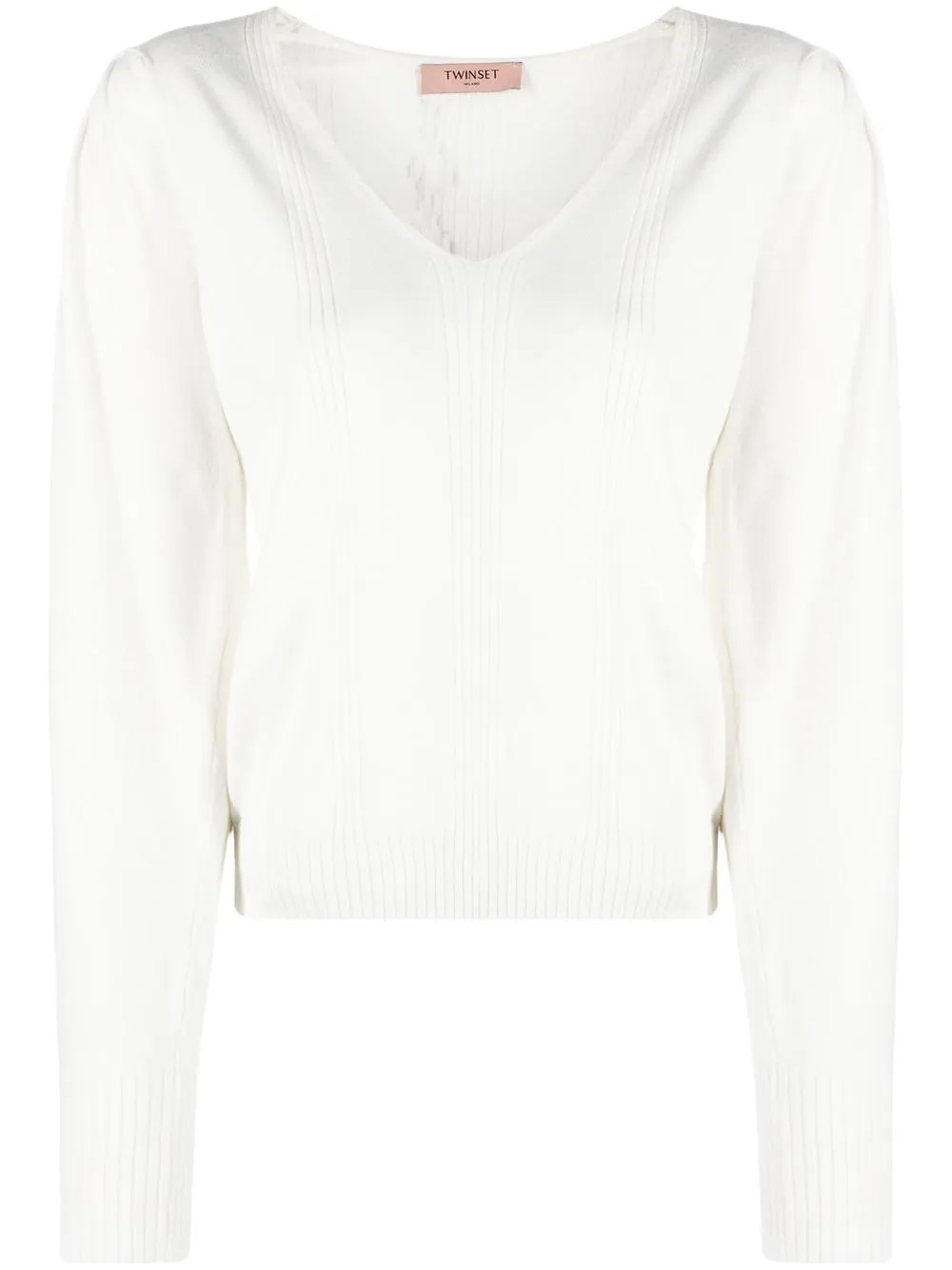 

TWINSET V-neck panelled jumper - White