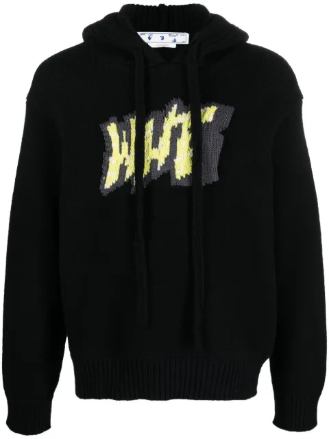 Off-White intarsia-logo wool-blend hoodie