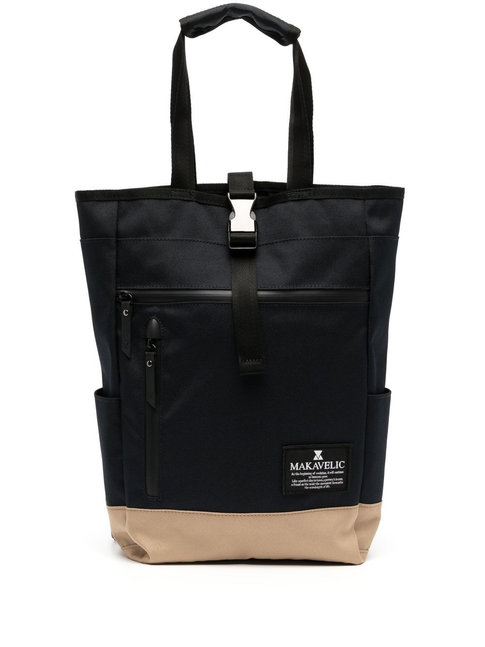 Makavelic logo-patch tote backpack