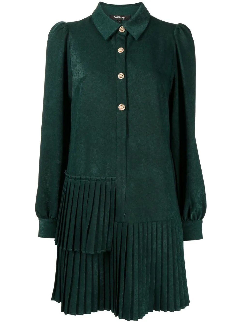 

tout a coup vestido camisero midi plisado - Verde