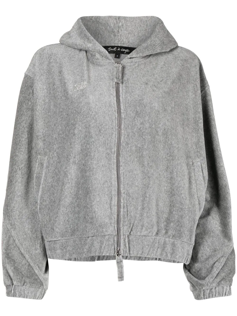 

tout a coup logo-embroidered zip-up hoodie - Grey