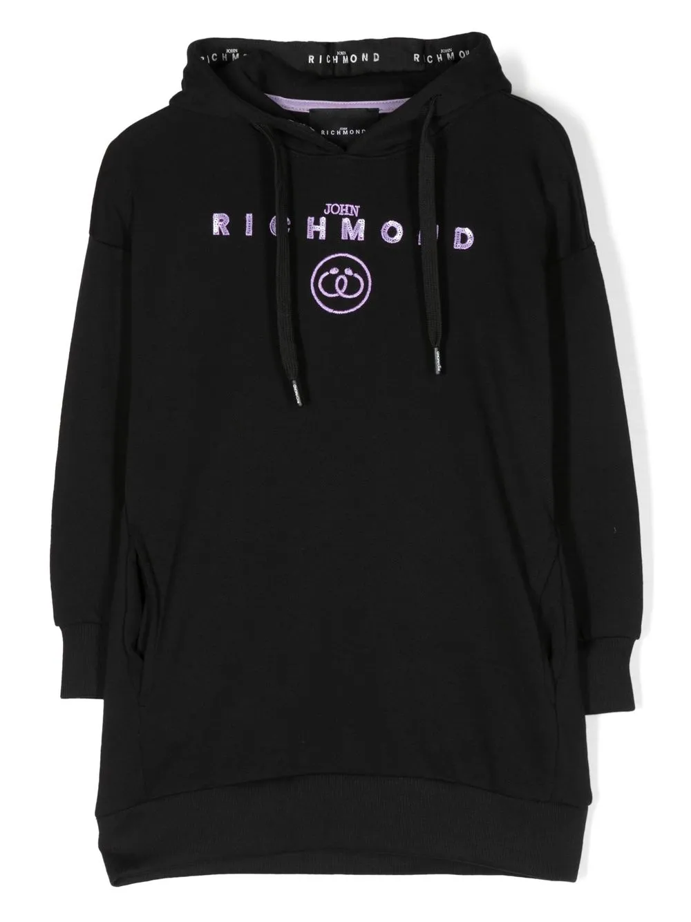 

John Richmond Junior sequin-logo hooded dress - Black