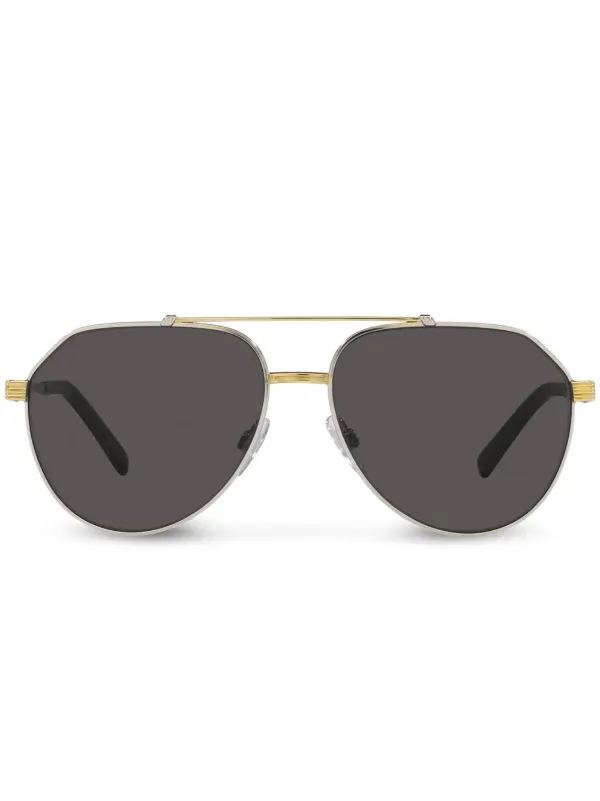 Dolce Gabbana Eyewear pilot-frame Logo Sunglasses Gold FARFETCH IN
