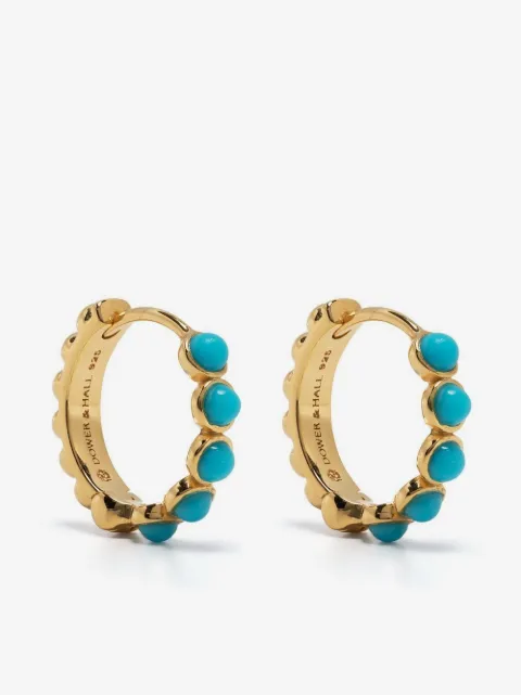 DOWER AND HALL turquoise-embellished huggie hoops