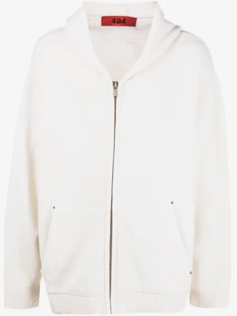 424 zip-up wool-blend hoodie