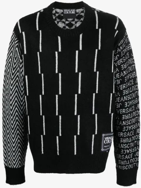 Versace Jeans Couture suéter tejido con motivo geométrico en intarsia