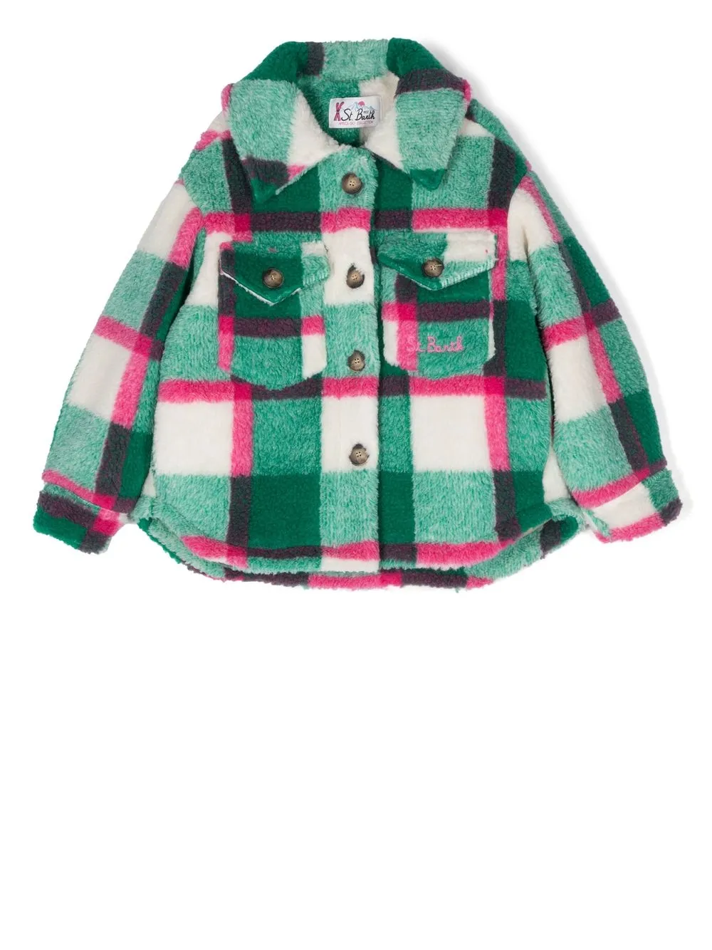 

MC2 Saint Barth Kids check-pattern Sherpa jacket - Green