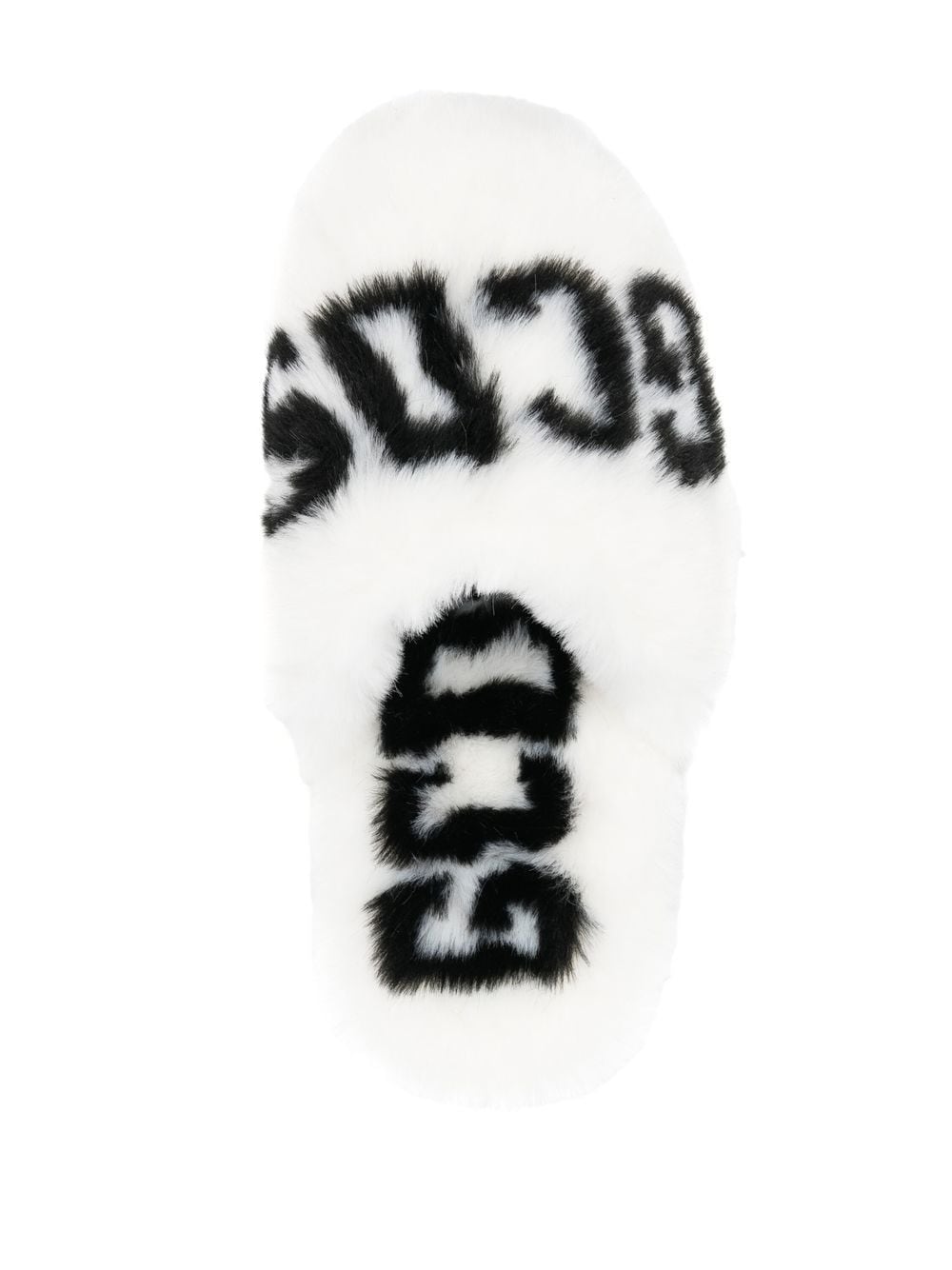 Shop Gcds Logo-print Faux-fur Slippers In White