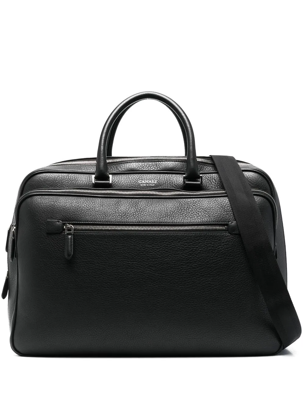 

Canali embossed-logo detail laptop bag - Black