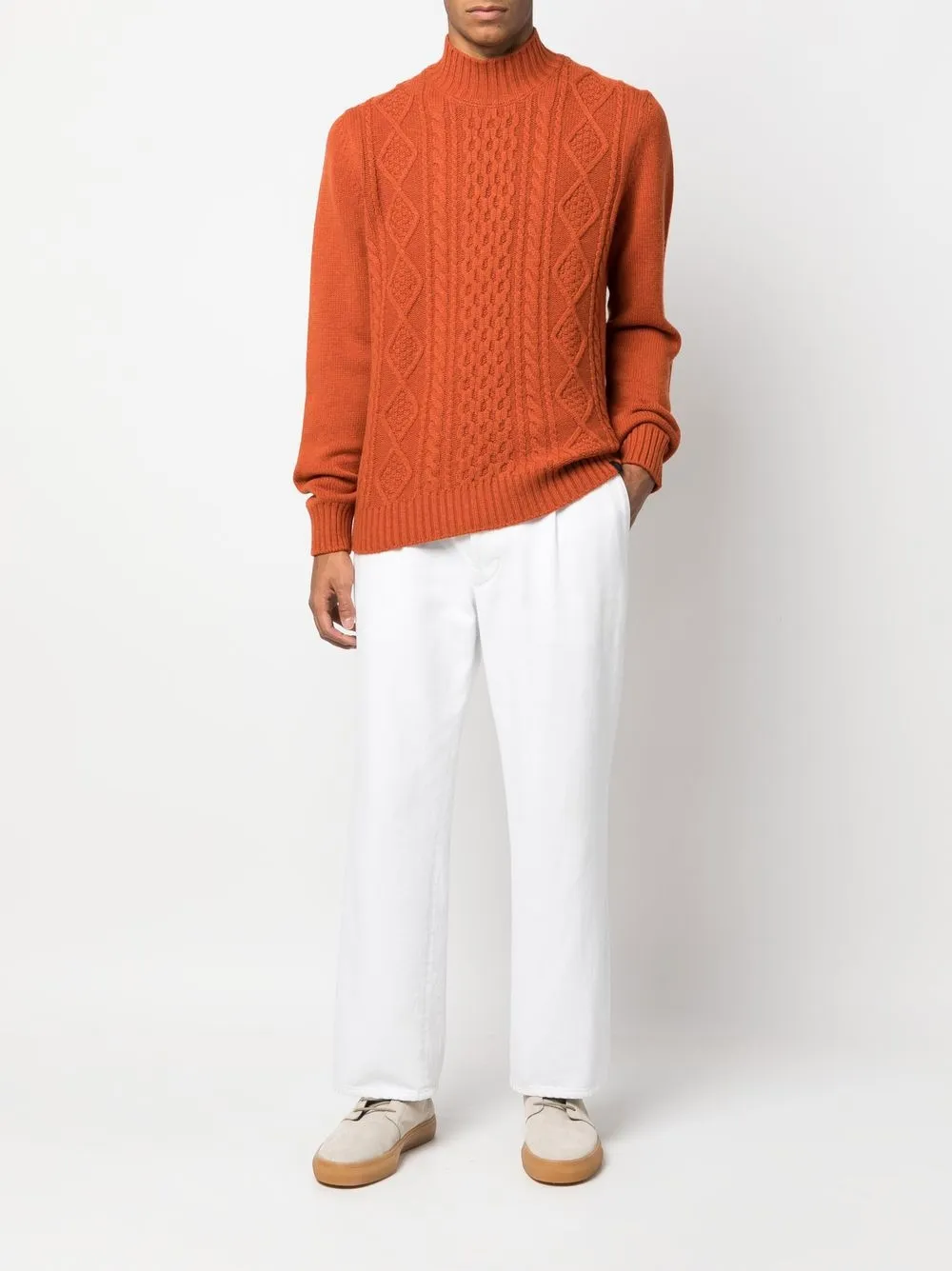 Fay cableknit High Neck Jumper Farfetch