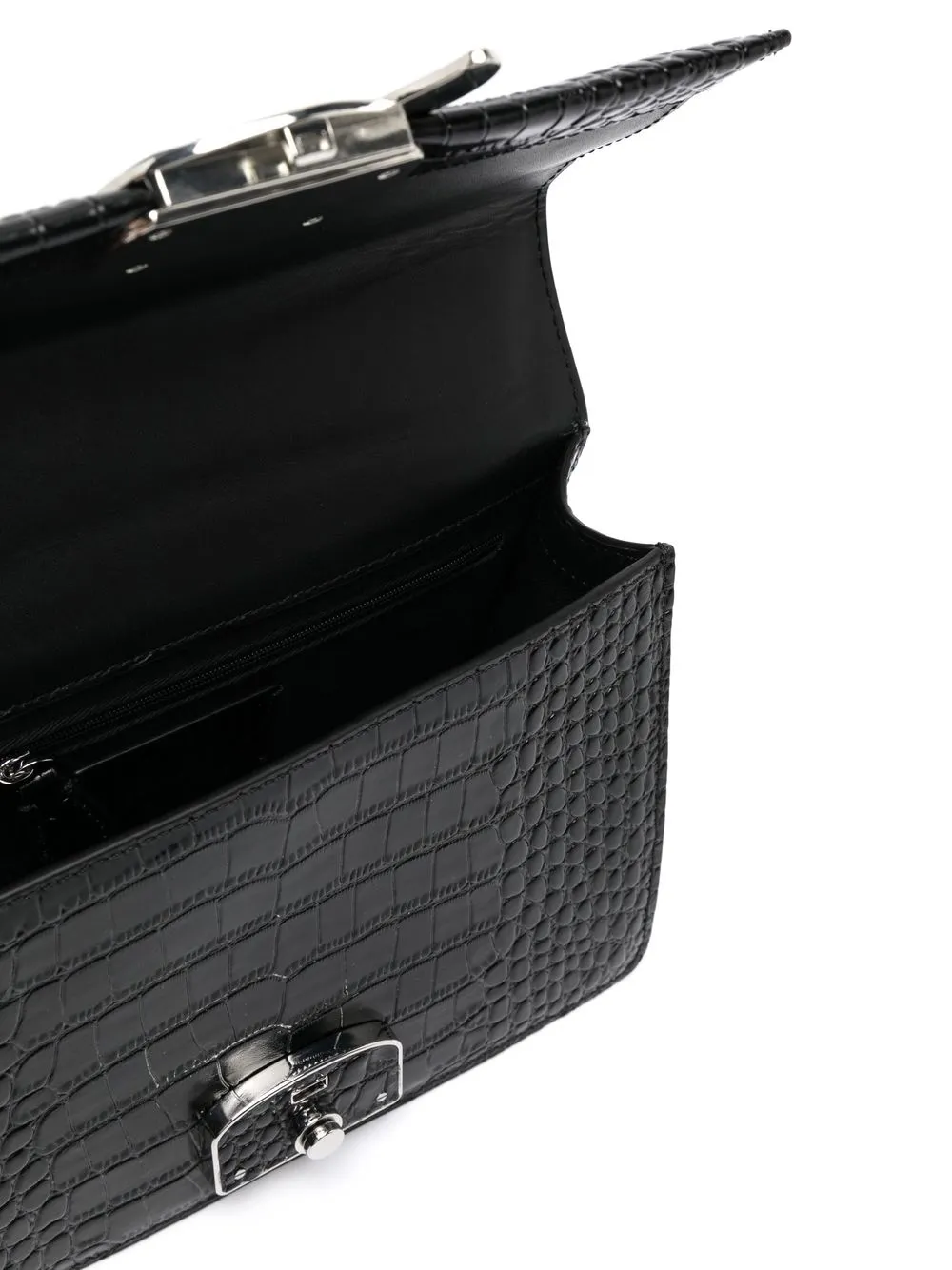 Karl Lagerfeld K/ikonik Crocoembossed Shoulder Bag In Black ModeSens