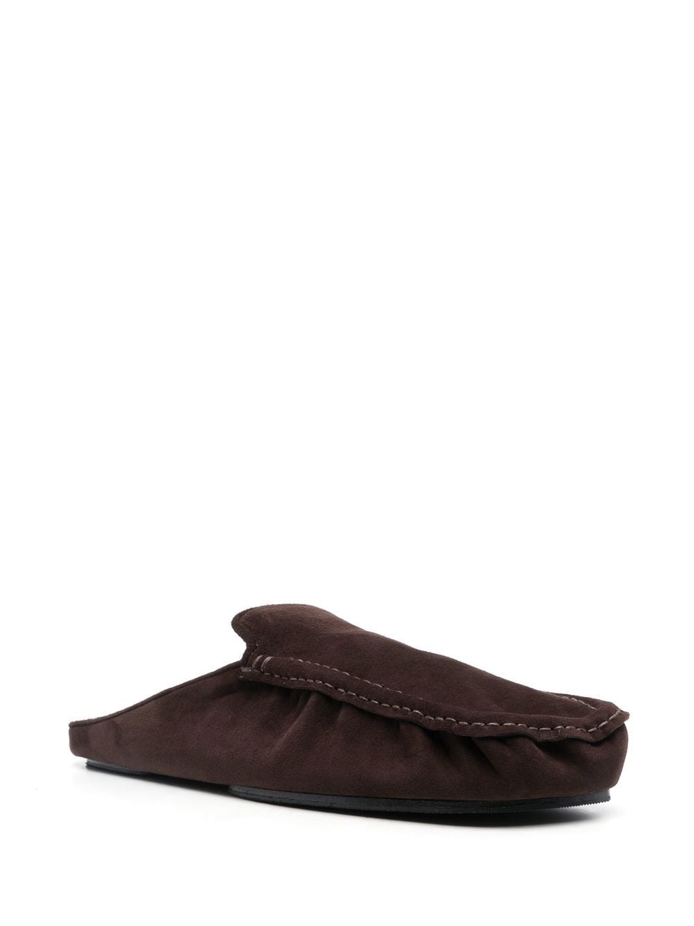 Auralee Leren slippers - Bruin