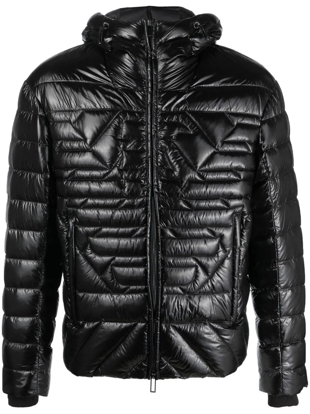 

Emporio Armani chamarra capitonada con logo en relieve - Negro