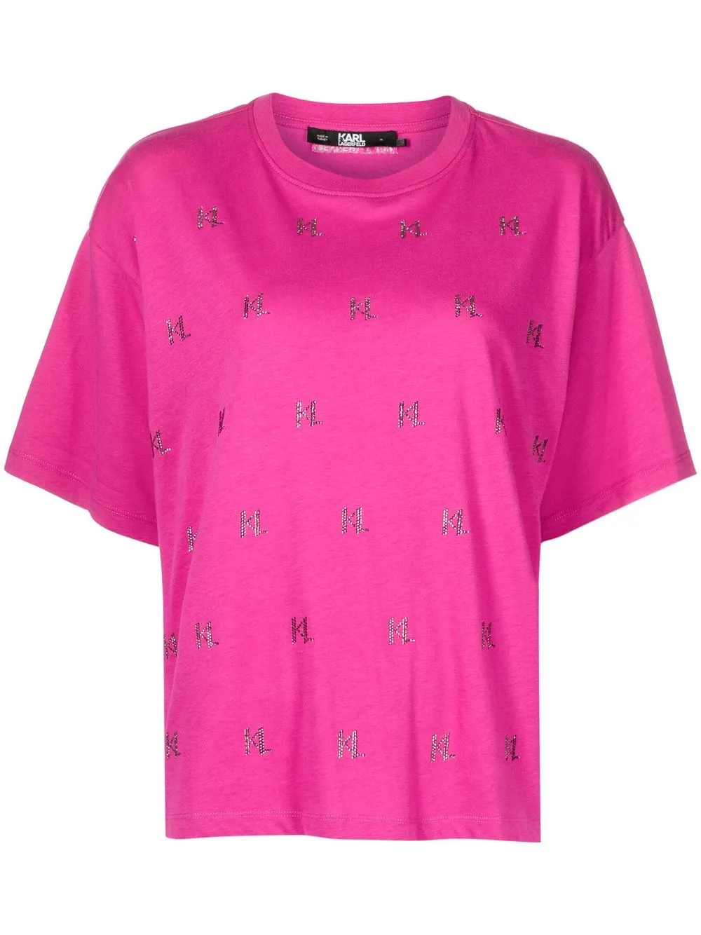 

Karl Lagerfeld rhinestone monogram T-shirt - Pink