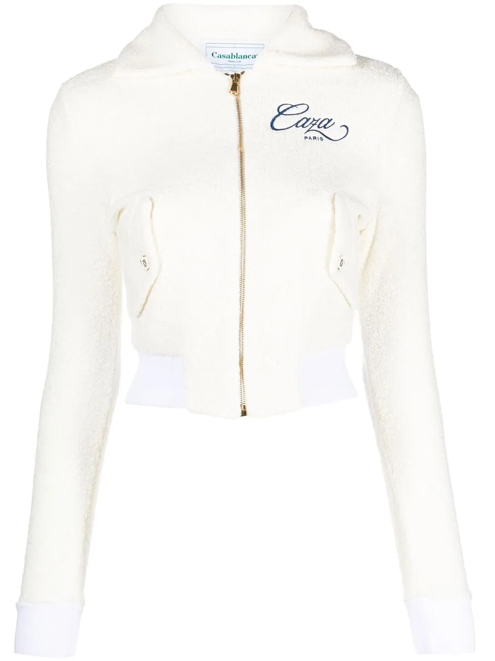 

Casablanca logo-embroidered fleece jacket - White