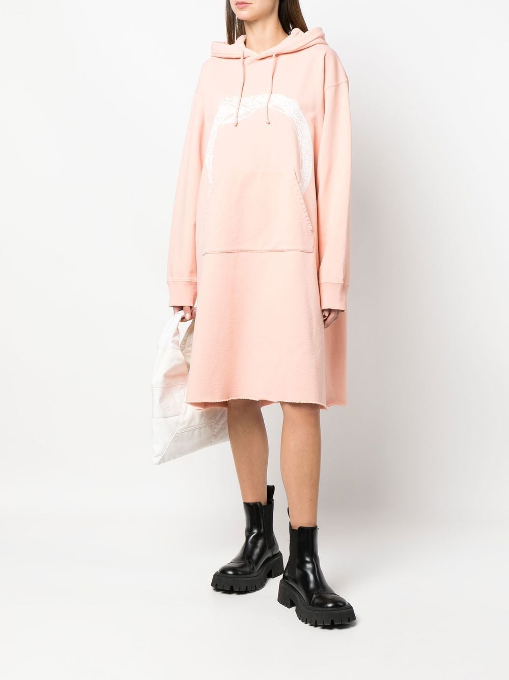MM6 Maison Margiela graphic-print hooded dress - Roze