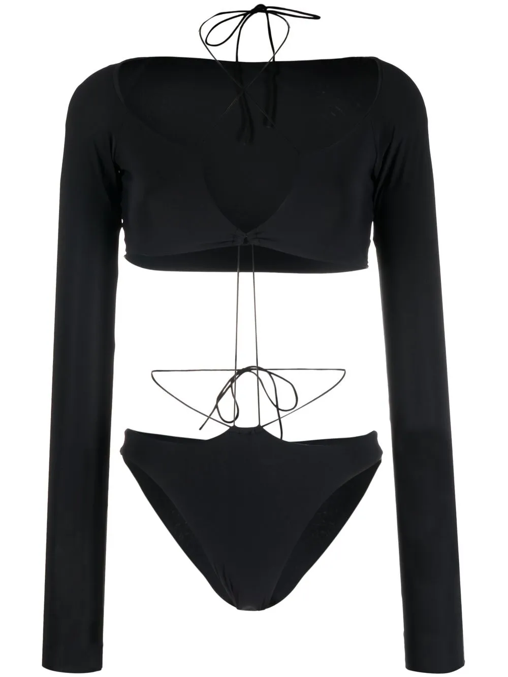 

Amazuìn cut-out long-sleeve crop top - Black