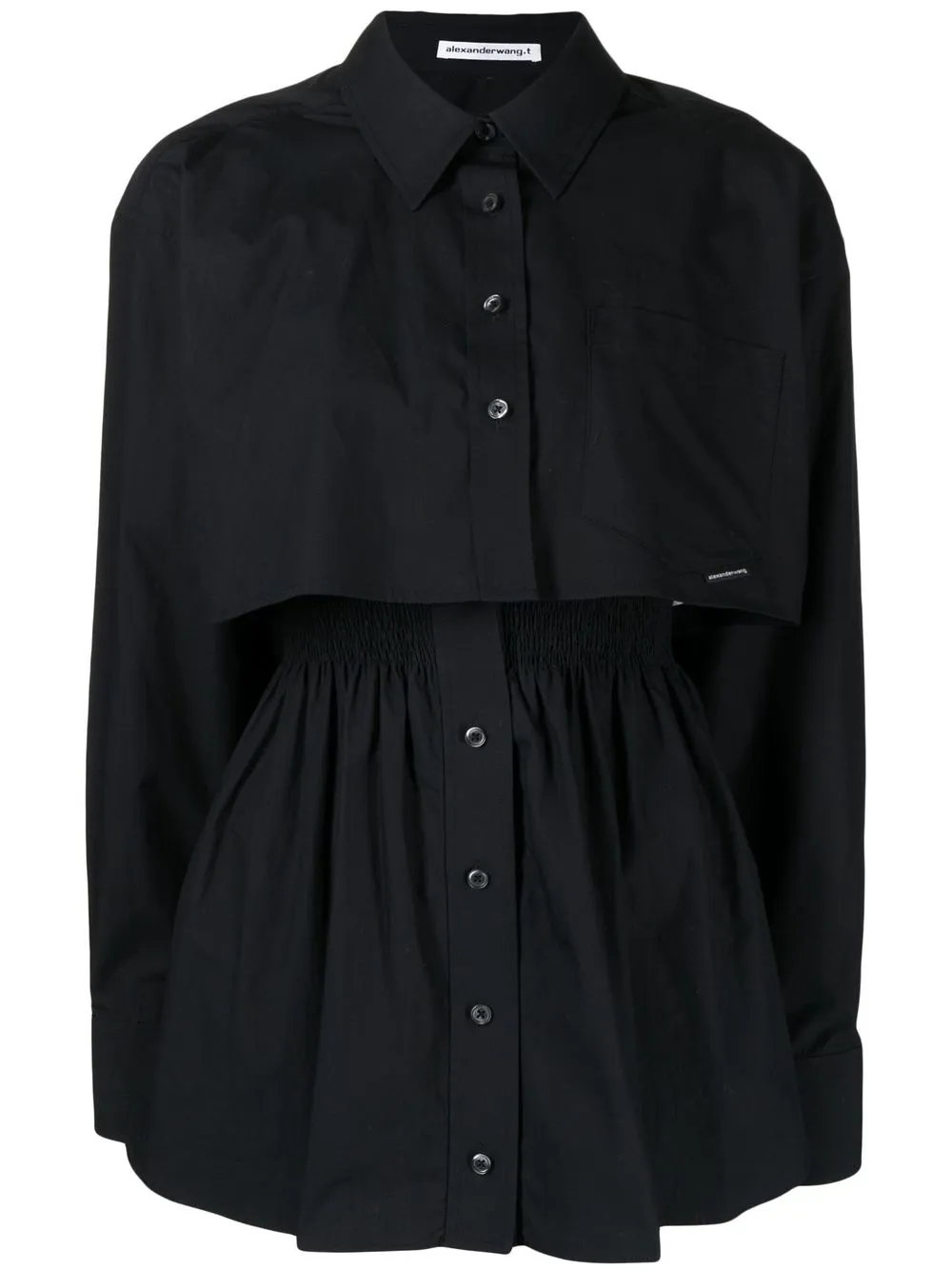 

Alexander Wang smocked-detail cotton shirt - Black