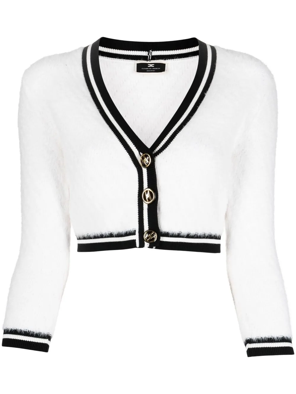 

Elisabetta Franchi cropped stripe-trim cardigan - Neutrals