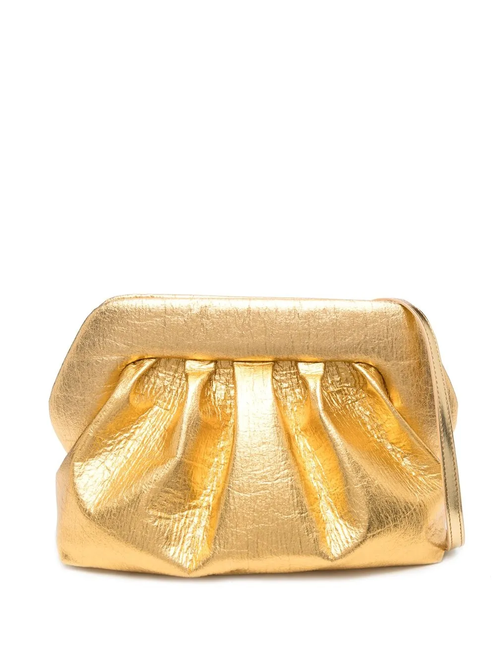 

Themoirè metallic-finish gathered clutch bag - Gold