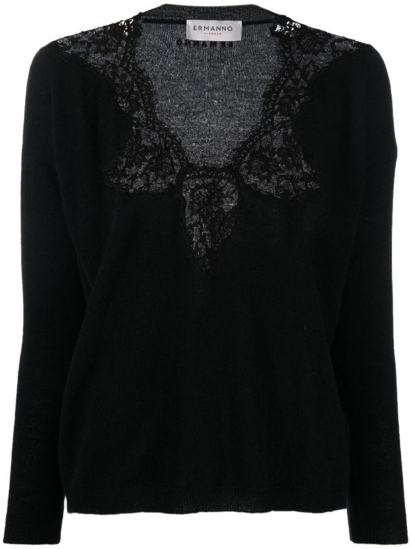 v neck jumper with lace