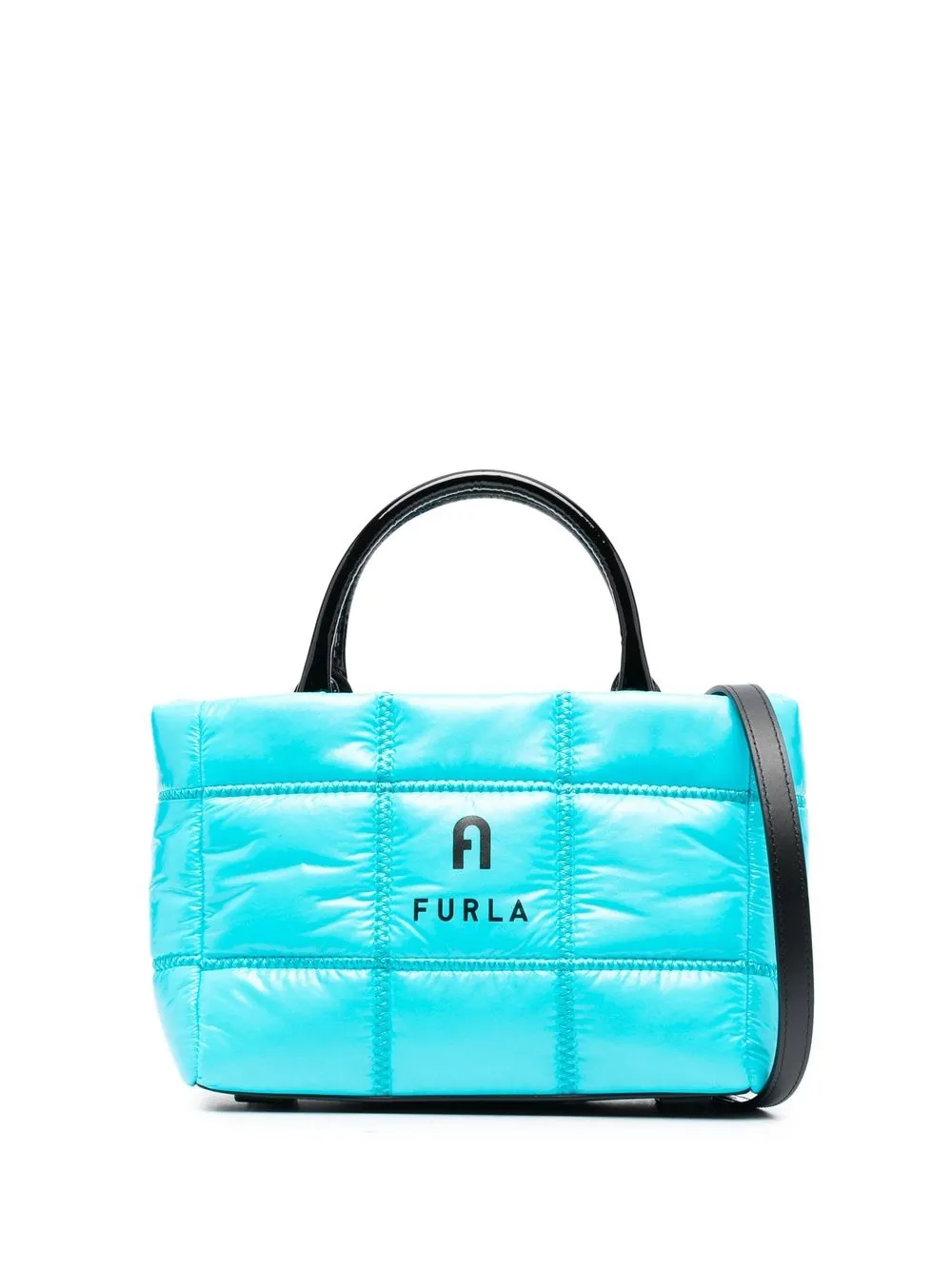 

Furla tote capitonado con logo estampado - Azul