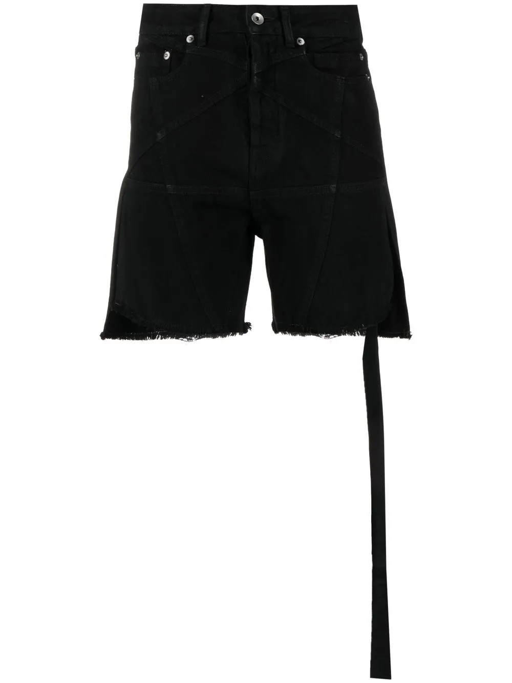 

Rick Owens DRKSHDW panelled raw-cut denim shorts - Black