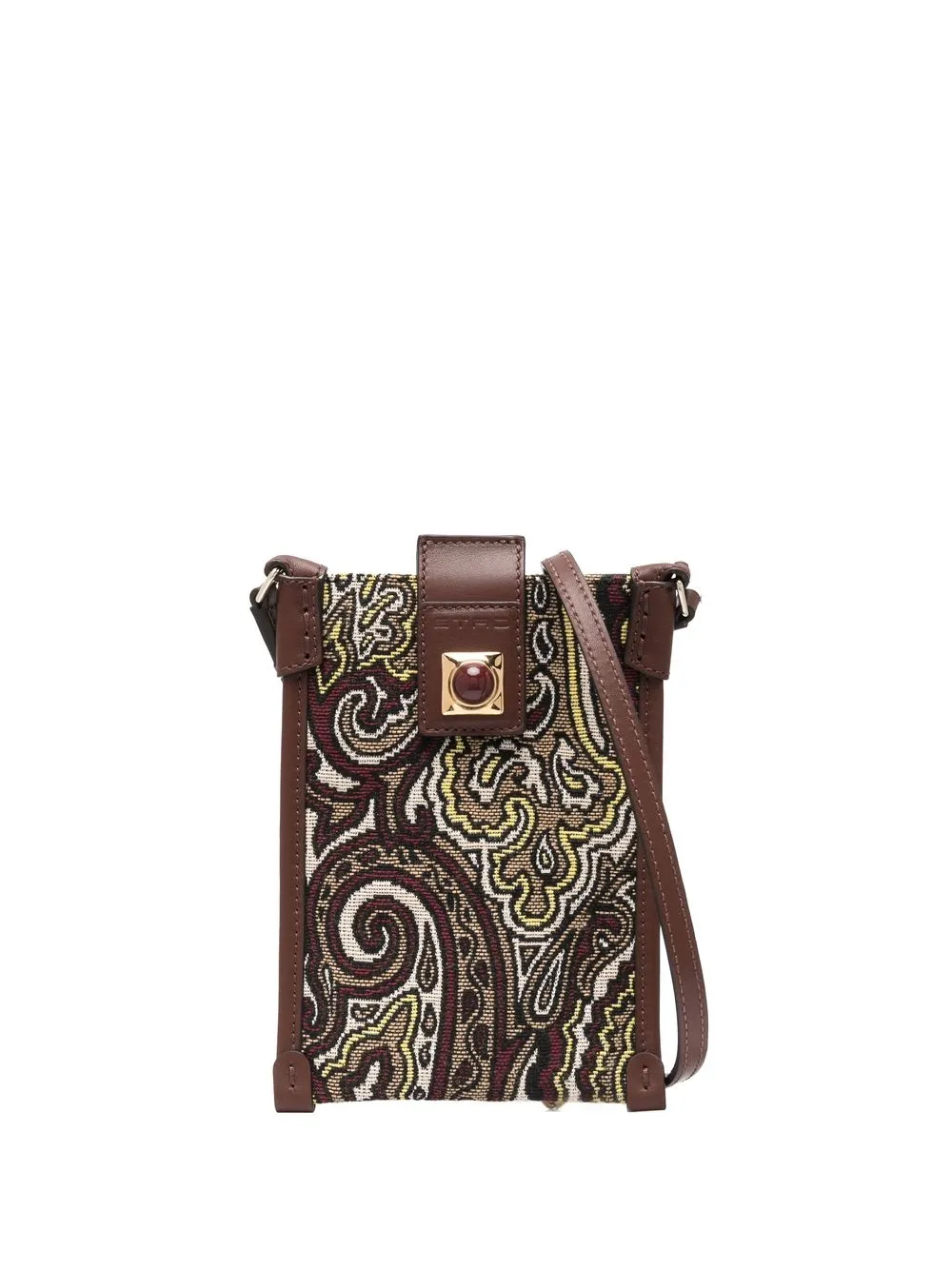 

ETRO jacquard leather-trim shoulder bag - Brown