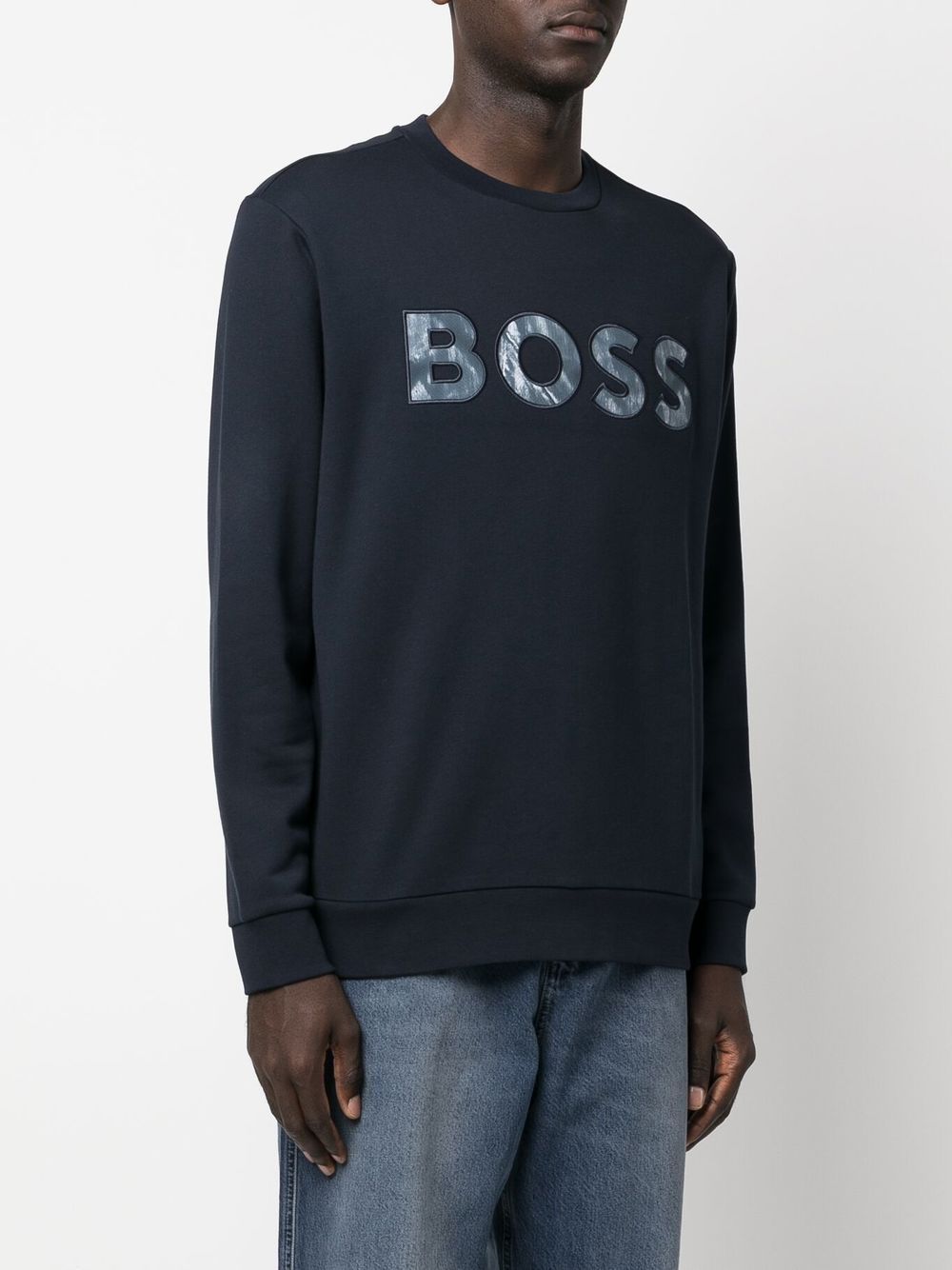 BOSS logo-patch Cotton Sweatshirt - Farfetch