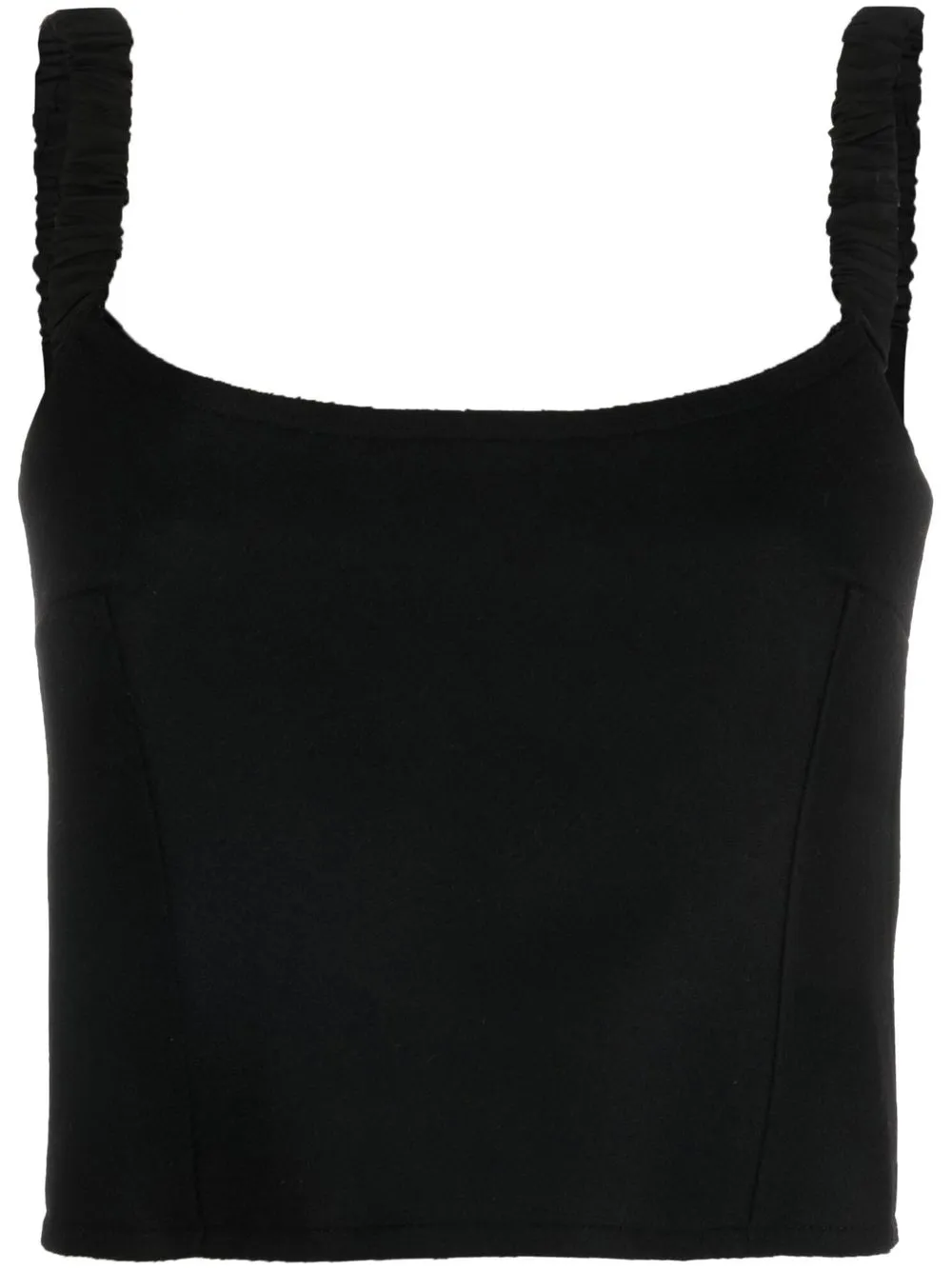 

KHAITE ruched-shoulder cropped tank top - Black