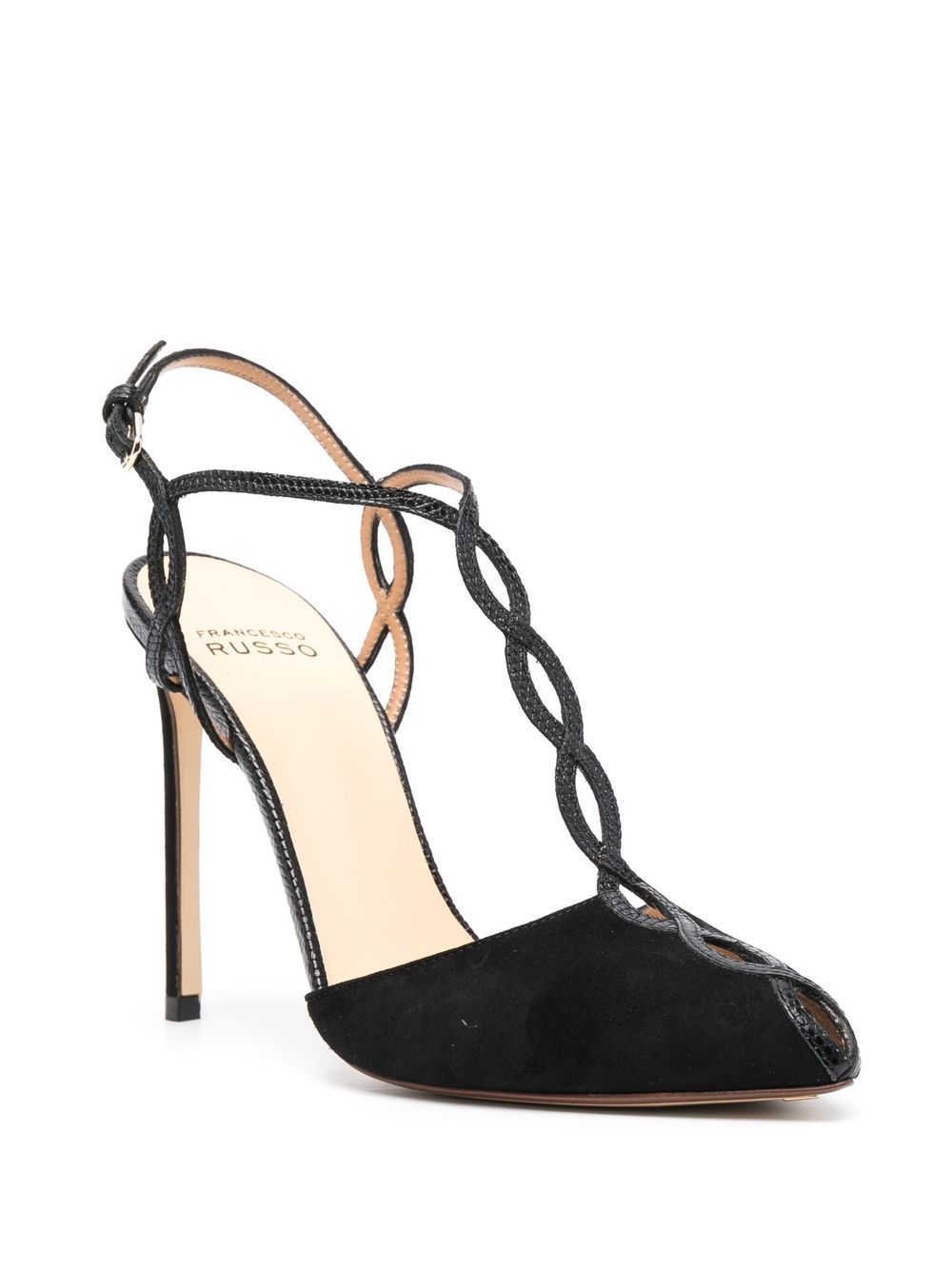 Shop Francesco Russo Twisted-strap 120mm Leather Pump In Black