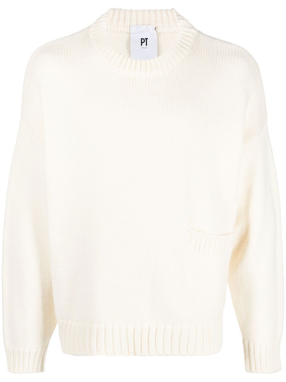 PT Torino front patch-pocket knit jumper - Neutrals