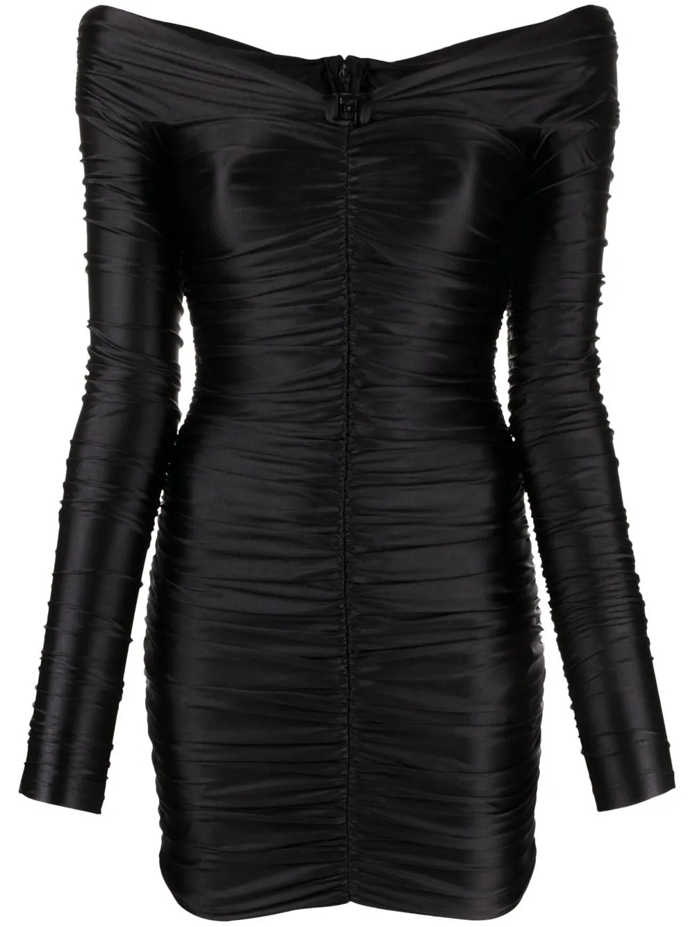 

Elisabetta Franchi vestido midi fruncido - Negro