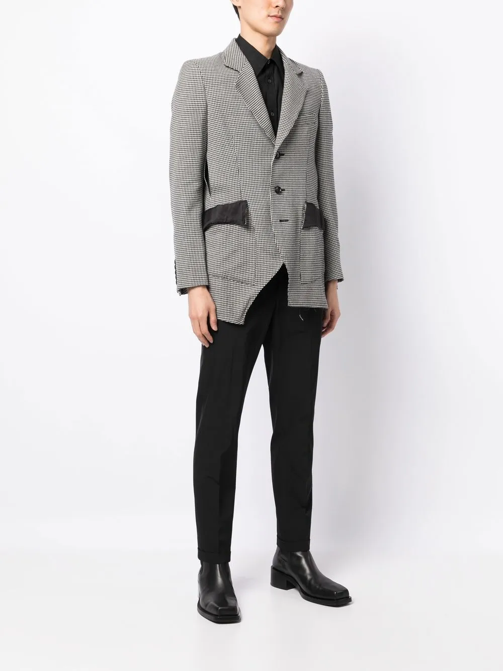 Shop Sulvam Houndstooth Layered Blazer In Black