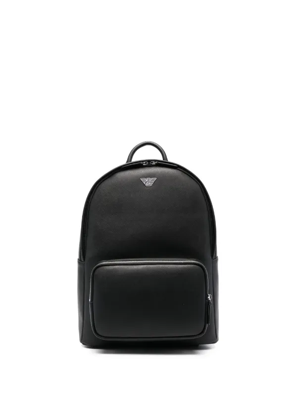 Emporio Armani logo print Leather Backpack Farfetch