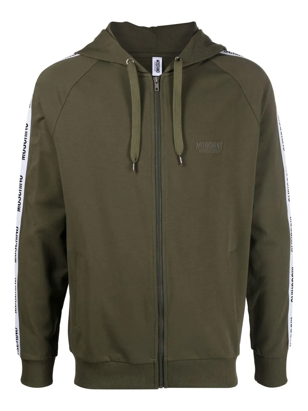 

Moschino hoodie con franja del logo y cierre - Verde