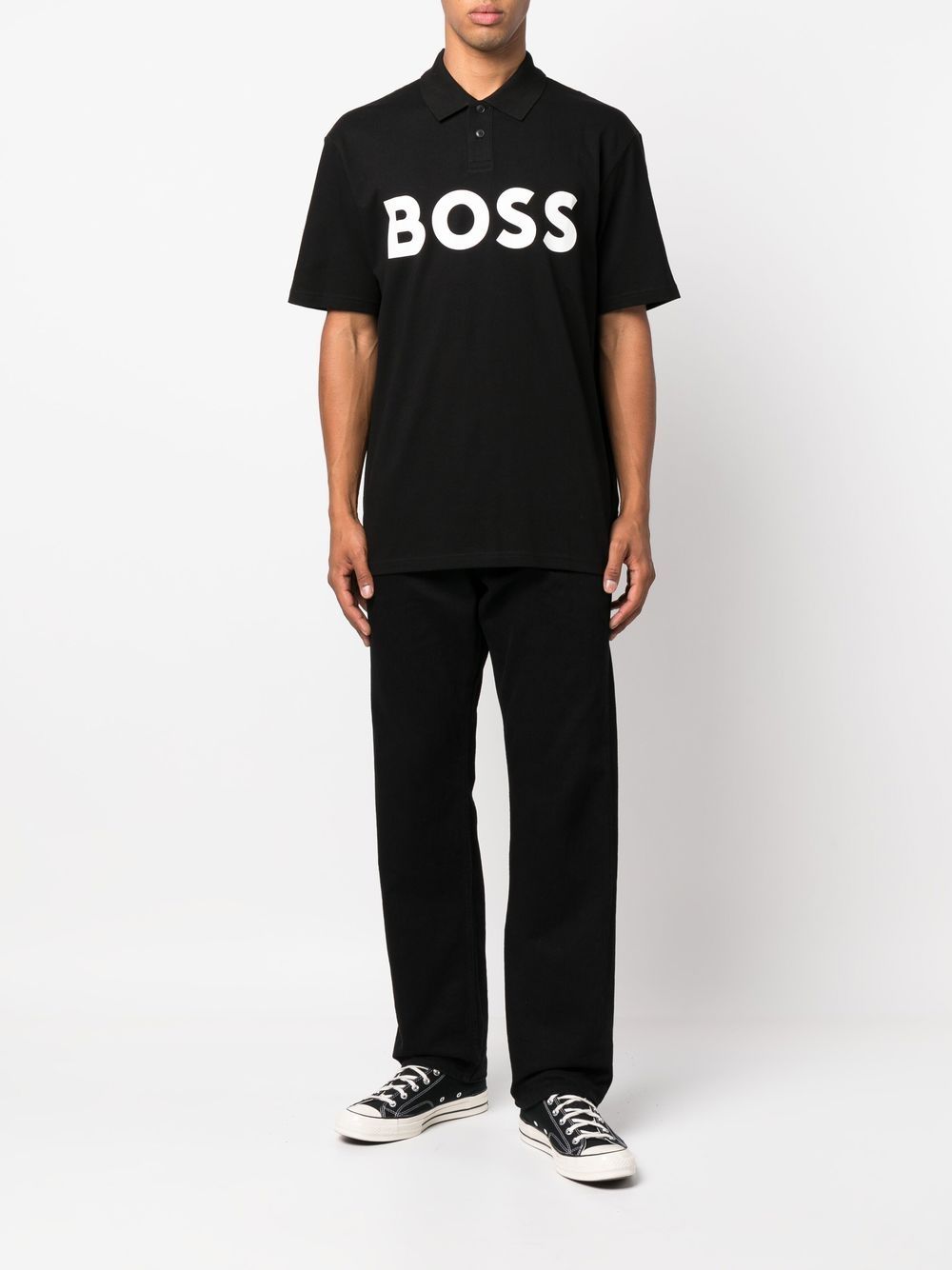 BOSS T-shirt met logoprint - Zwart