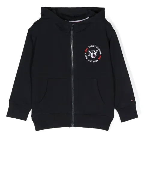 Tommy Hilfiger Junior embroidered-logo zip-up hoodie 