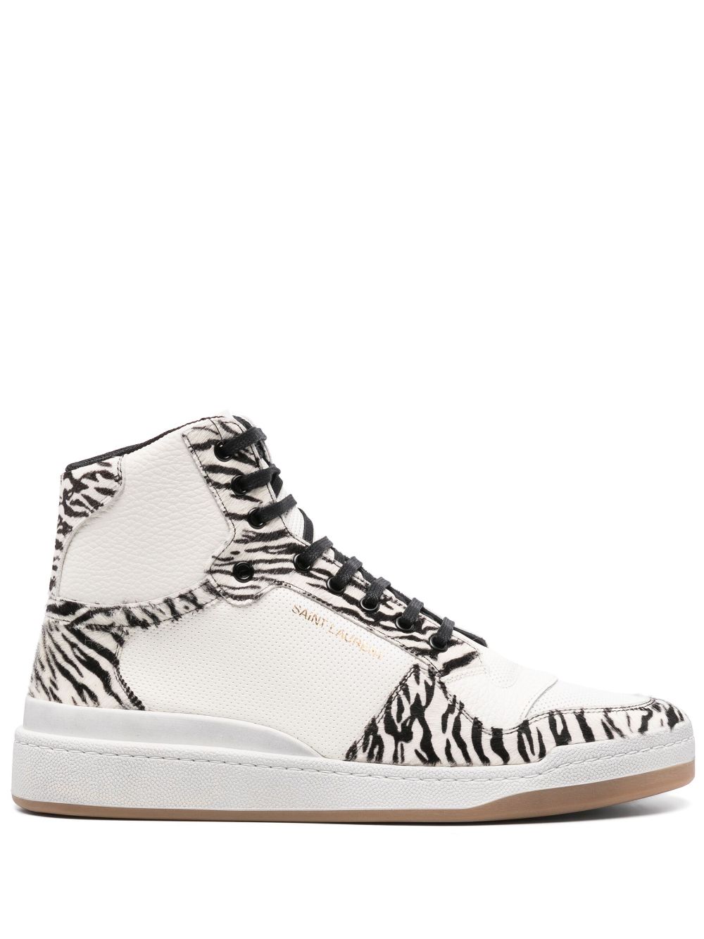 Saint Laurent zebra-print high-top sneakers - White