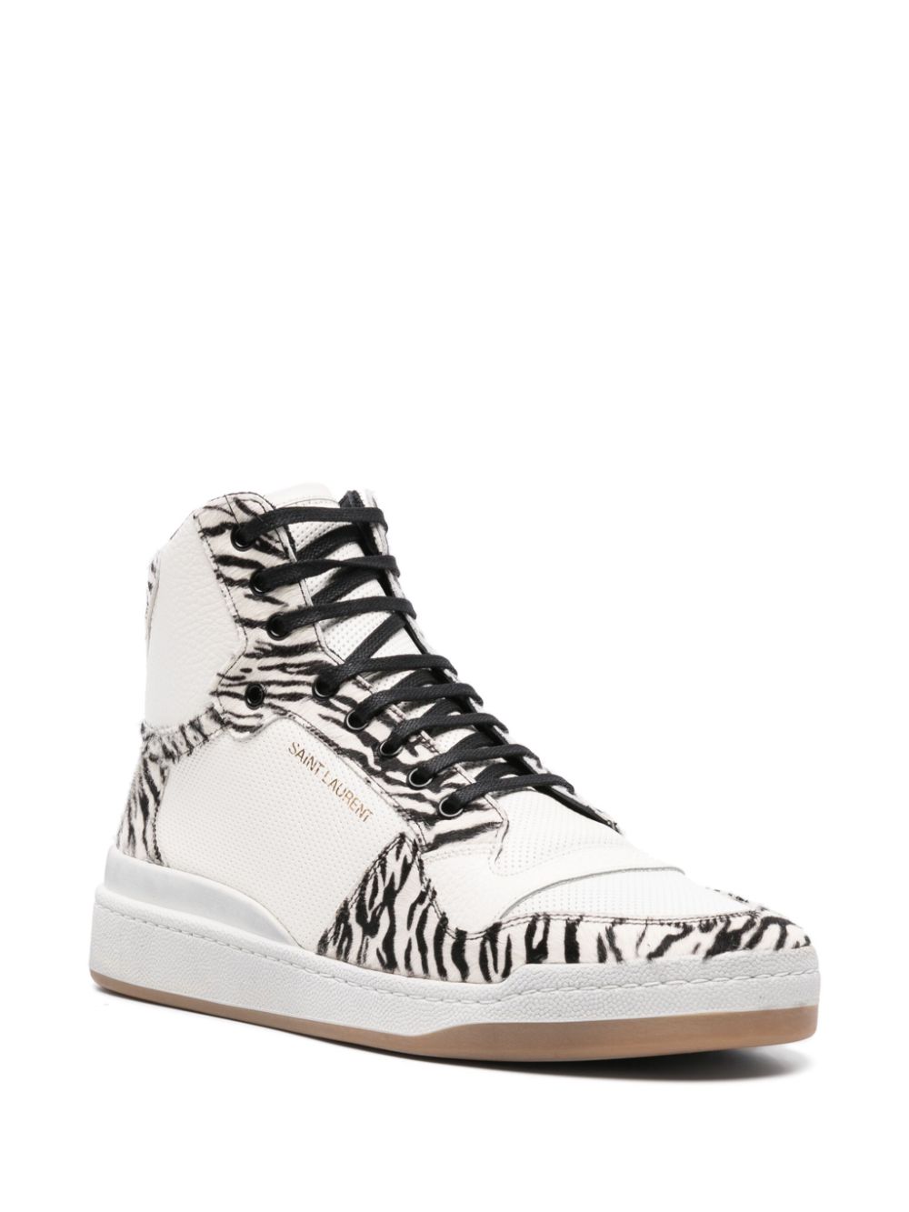 Saint Laurent zebra-print high-top sneakers - White