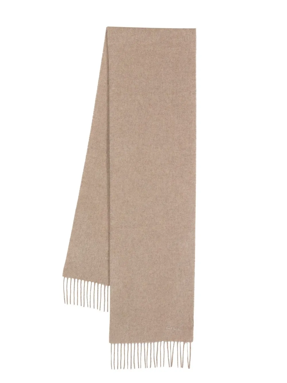 

Paul Smith logo-embroidered fringed cashmere scarf - Neutrals