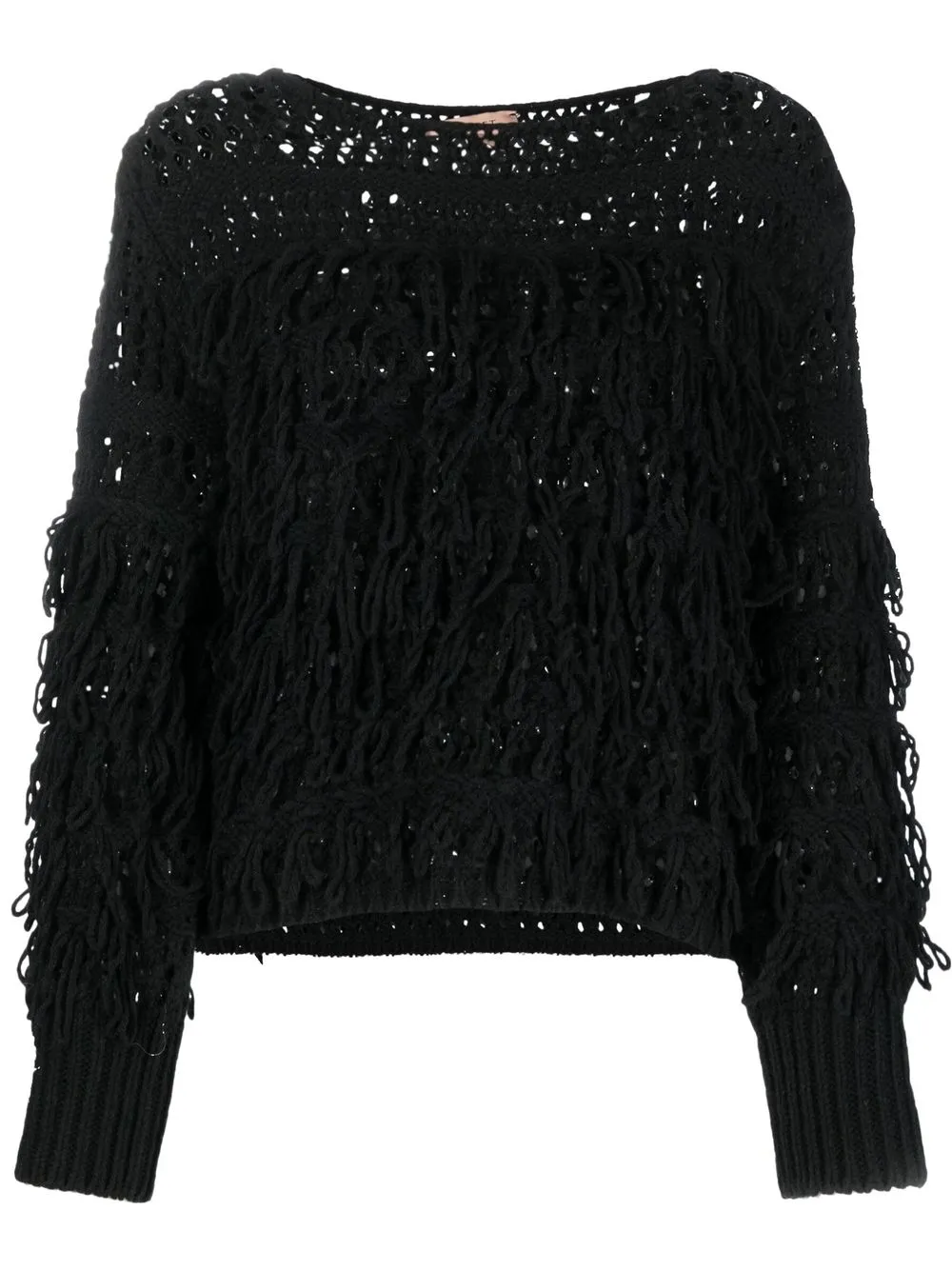 

TWINSET open-knit fringed jumper - Black