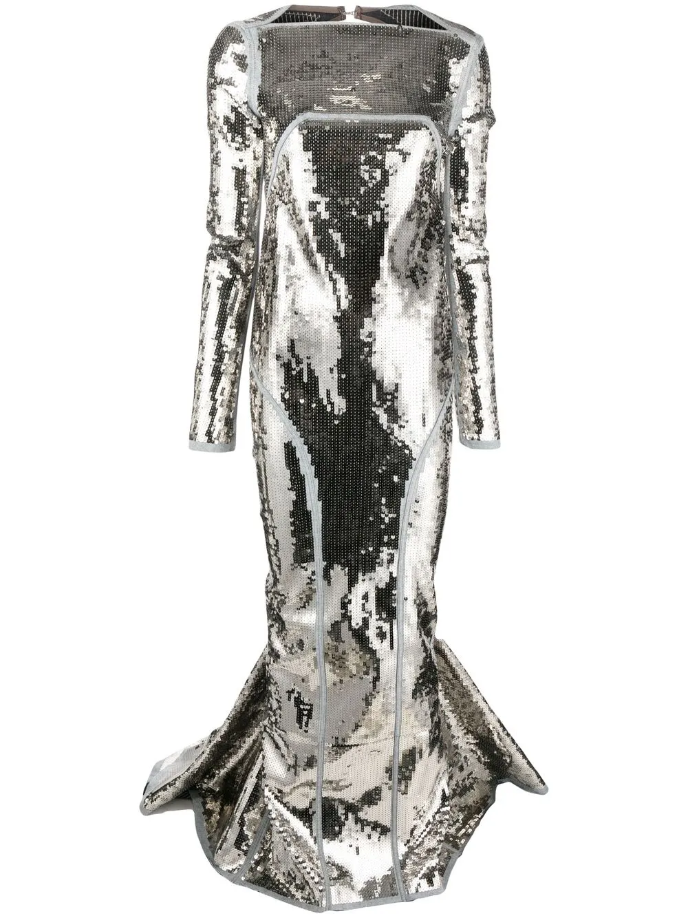 

Rick Owens metallic sequinned backless gown - Blue