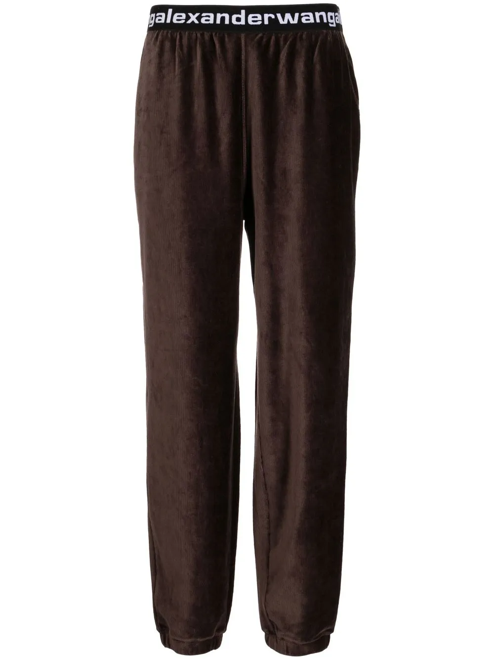 

Alexander Wang logo-waistband velour track pants - Brown