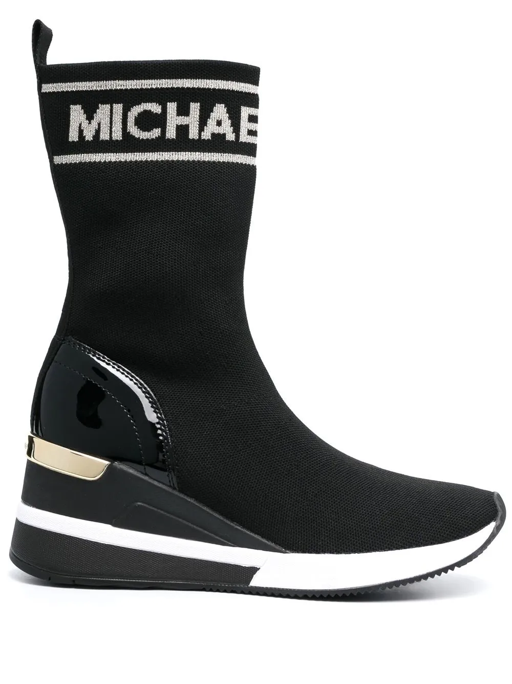 

Michael Michael Kors intarsia-knit logo calf-length boots - Black