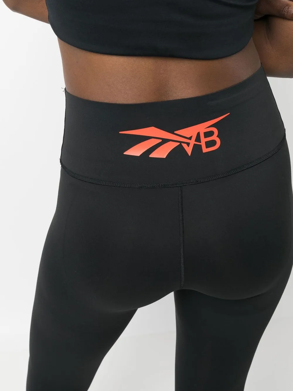 VICTORIA BECKHAM CROPPED REAR LOGO-PRINT LEGGINGS