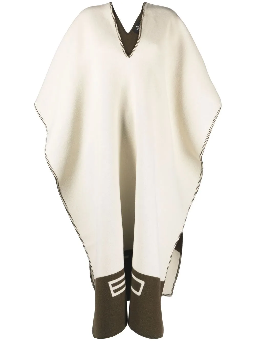 

ETRO poncho tejido con logo en intarsia - Blanco