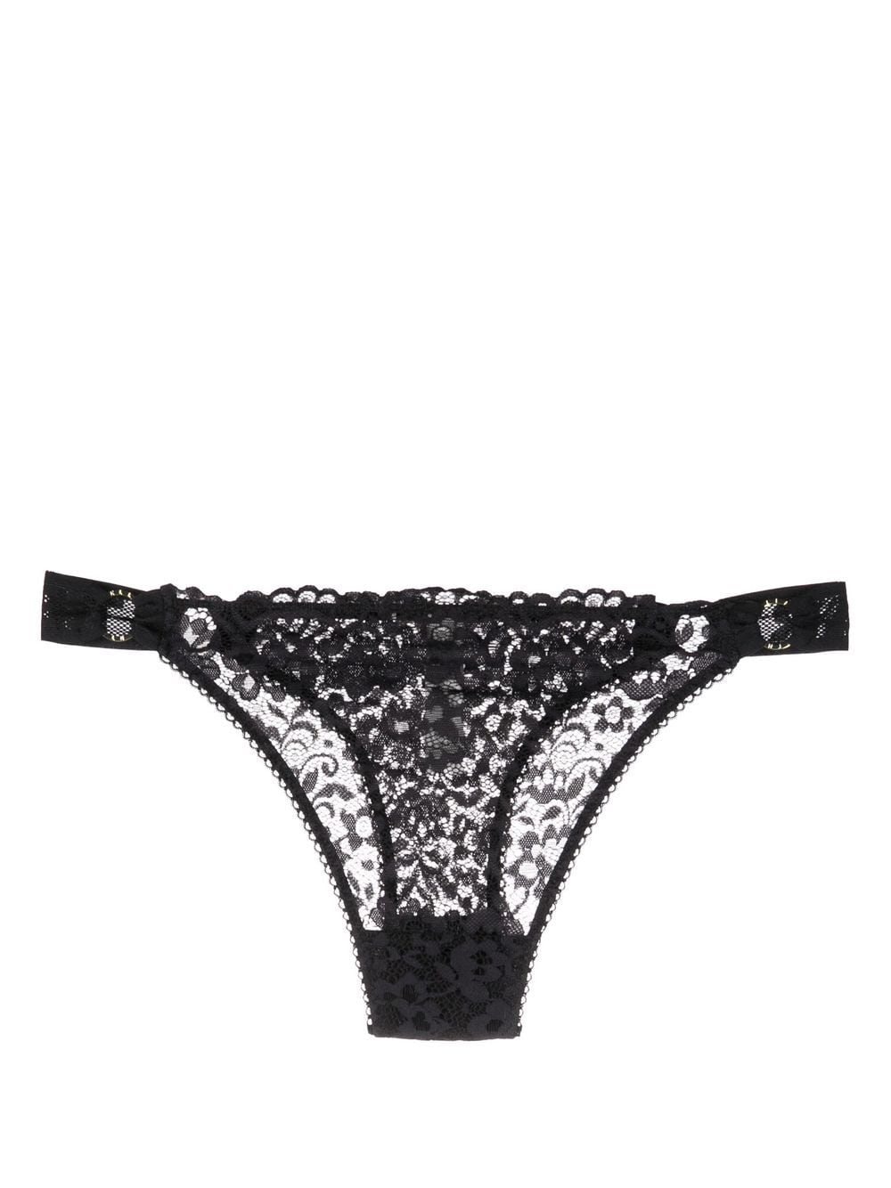 Stella McCartney String met bloemenkant - Zwart