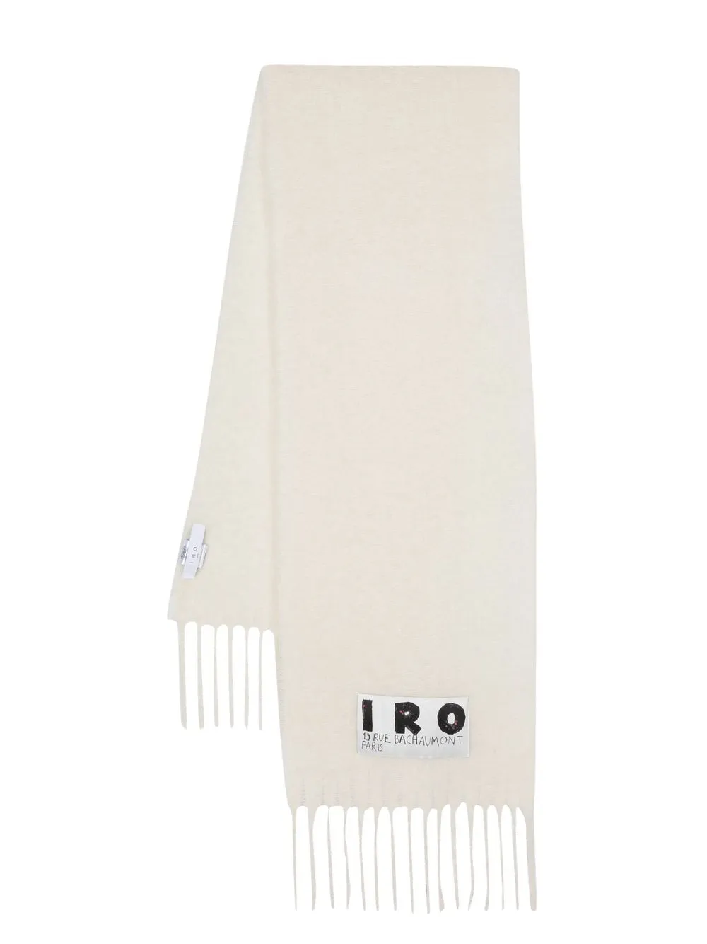 

IRO logo-patch fringed edge scarf - White